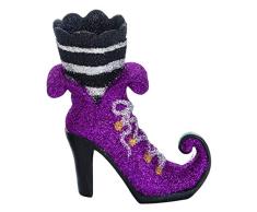 Transpac Resin Purple Halloween Glitter Witch Show Tealight Holder Teelichthalter, violett