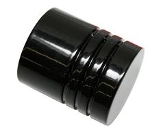GARDINIA Endknöpfe für Gardinenstangen, 2 x Endstück Zylinder, Serie Chicago, Metall, Schwarz, Durchmesser 20 mm