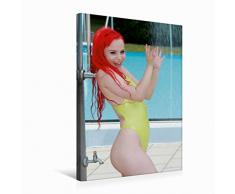 Calvendo Premium Textil-Leinwand 50 cm x 75 cm hoch Pool Party | Wandbild, Bild auf Keilrahmen, Fertigbild auf echter Leinwand, Leinwanddruck Menschen Menschen
