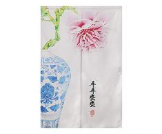 BAIHT HOME Japanische Noren Türvorhang, Baumwolle, Leinen, Reichtum und Glück, chinesische Tapisserie, Türvorhänge, Heimdekoration 33.5 Wx59.1 L Blume B (ohne Stange)