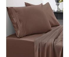 Sweet Home Collection 1800 Fadenzahl Bettwäsche Set - weiche ägyptische Qualität gebürstete Mikrofaser hypoallergen Bettwäsche Set mit Bettlaken, 2 Kissenbezügen Bettlaken-Set King braun