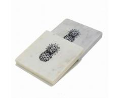 Hashcart Designer Square Ananas Druck Marmor Untersetzer für Getränke-Hot & Cold / Marmor Untersetzer Sets mit Halter / Esstisch, Tee & Couchtisch Cocktail Untersetzer (6er Set)
