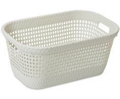 DEA HOMEART438BL Wäschekorb Rattan 45 L, 62 x 42 x 28 cm, weiß