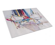 Carolines Treasures JMK1039LCB Schneidebrett für Segelboote in trockenem Dock, Glas, groß, Mehrfarbig