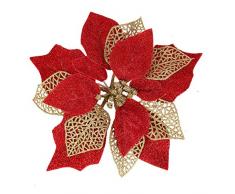 Blühendes Paradies (12 Stück) glitzernde Weihnachtsstern Christbaumschmuck Weihnachtsdekoration Blumen rot