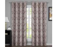 Royal Betten Bali Vorhänge, 100% Verdunkelung Thermo Isoliert, Top Tülle, Jacquard Gewebt Bali Fenster Panels mit Tapete Stil, Paar/Set von 2 Panels, 137,2 cm Breite, von 108 WX96 L Pair Braun