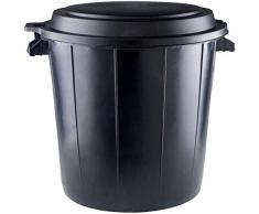 EDA Abfalleimer mit Deckel, 80 l, Schwarz