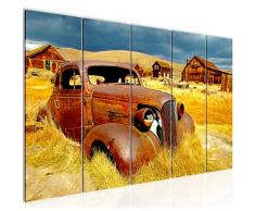 Bilder Auto Oldtimer Wandbild 200 x 80 cm Vlies - Leinwand Bild XXL Format Wandbilder Wohnzimmer Wohnung Deko Kunstdrucke Orang 5 Teilig - MADE IN GERMANY - Fertig zum Aufhängen 602155a