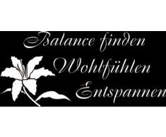 Graz Design 650020_57_010 Wandtattoo Spruch Balance mit der Blume fr Badezimmer Wanddeko Fliesen 125x57cm Weiss