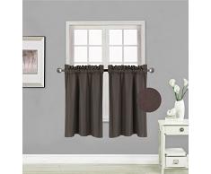 Elegant Home Vorhang mit 2 Etagen für kleine Fenster, isoliert, blickdicht, kurzer Vorhang 71,1 cm B x 91,4 cm L für Küche, Bad oder jedes kleine Fenster # R5 Braun / Kaffee