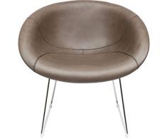 Kare Sessel Lounge, 83237, grau brauner Fernsehsessel in Baseball Optik, Cooler loungiger Designstuhl (HxBxT) 73 x 76 x 47 cm, Bezug: 100% Textil polyurethanbeschichtet, Chrom