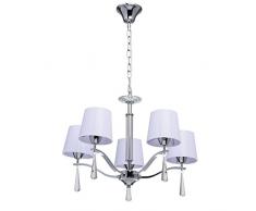 Moderner Kronleuchter 5 flammig chromfarbiges Metall klares Kristall Acrylschirme sanftes Licht Wohnzimmer Schlafzimmer exkl.5 * 40W E14 2700K