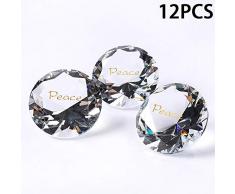 12 Stück Peace RockImpact 60 mm extra große Gravur klare Kristalle Diamant Prisma Sonnenfänger Regenbogenmacher Zuhause Hochzeit Tischdeko Briefbeschwerer ruhig Serene Meditate Glaskristalle