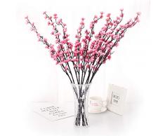 Charmly Künstliche Pflaumenblüten, künstliche Wintersüße, Langer Stiel, Kunststoff, für Zuhause, Hotel, Büro, Hochzeit, Party, Garten, Dekoration, 70 cm hoch, 5 Stück Pink Plum Blossom
