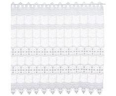 Plauener Spitze by Modespitze, Store Bistro Gardine Scheibengardine mit Stangendurchzug, hochwertige Stickerei, Höhe 90 cm, Breite 96 cm, Weiß