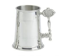 Edwin Blyde & Co 1 Pint Bierkrug mit massivem Metall Boden – Zwei gefüttert Körper mit 18 Schlüssel Griff, Zinn