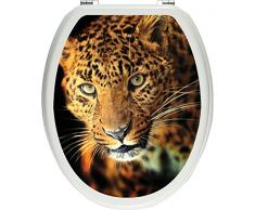 Pixxprint Anmutiger Leopard als Toilettendeckel Aufkleber, WC, Klodeckel - Maße: 32x40 cm, Gläzendes Material Toilettendeckelaufkleber, Vinyl, bunt, 40 x 32 x 0.02 cm