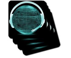 3dRose CST 125806 _ 4 türkis Spiegel Ball tragen Kopfhörer Keramik Fliesen Untersetzer, Set von 8