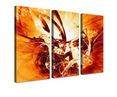 Lana KK - Graf Fire Orange - edel Leinwand Bild Kunstdruck auf Keilrahmen, fertig gerahmt in 120 x 80 cm, dreiteilig