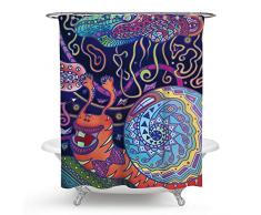 QCWN Mandala Ethnic Decor Duschvorhang Retro geometrische runde Muster Floral Print Design Badezimmer Set mit Haken 70x70 14