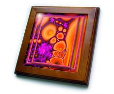 3dRose FT 23495 _ 1 Dancing mit, DASS Hippie Chick Retro Hippie Flowerpower Psychedellic Fractal orange Purple-Framed Fliesen, 8 20,3 cm