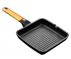 BRA Efficient Orange Grillpfanne mit Streifen, Aluguss mit Teflon Platinum Plus Antihaftbeschichtung 28 cm orange