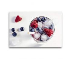 Premium Textil-Leinwand 75 x 50 cm Quer-Format Vitalisierendes Wasser mit Himbeeren und Blaubeeren | Wandbild, HD-Bild auf Keilrahmen, Fertigbild auf hochwertigem Vlies, Leinwanddruck von Xenia Schlossherr