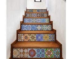 WALPLUS Vintage Spanische Fliesen Treppenaufkleber, Mehrfarbig, 100 x 18 x 0,02 cm