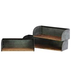 Benjara Wandregal aus Holz mit Metallseiten, 3 Stück, Braun