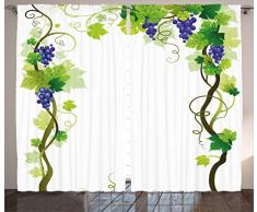 Trauben Home Decor Vorhänge von ambesonne, Vineyard mit gewirbelt Leaf Fresh Fruit Garden Ernte Saison Wein Wachstum, Wohnzimmer Schlafzimmer Fenster Drapes 2 Panel Set, 108 W x 84L Zoll, Grün
