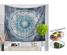 INNICON Fashion Hippie Wandbehang Wandteppich indische Mandala Bohemian Tapisserie Yoga Wand Teppiche Blume Psychedelic Wandbehang Dekoration für Wohnzimmer Schlafzimmer 51 X 59 in(130x150cm) Dark Grey Floral