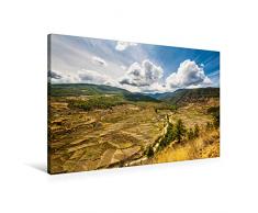 Premium Textil-Leinwand 90 x 60 cm Quer-Format Harmonisches Landschaftsbild mit Reisfelder in Bhutan, Himalaya, Asien | Wandbild, HD-Bild auf Keilrahmen, Fertigbild auf hochwertigem Vlies, Leinwanddruck von Tommy Seiter