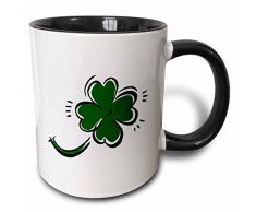 3dRose nur für Vier Leaf Green Klee Patrick-Two Ton Kaffeebecher, Keramik, Schwarz, 10.16 cm x 7,62 x-Uhr