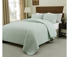Allyson 3-teilige Gesteppte Tagesdecke, geringes Gewicht und übergroße Decke, King-Size-Bett, Grün
