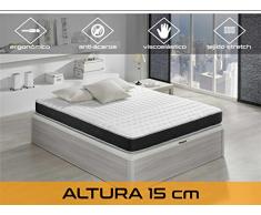 Relaxing-Confort Basic 15 5.0 Matratze Visco elastisch, algodón-poliuretano, weiß und schwarz, Einzelbett, 190 x 90 x 15 cm