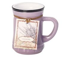 Kerzen von Aurora Marta Duftkerze in Vase von farbigem Glas mit Henkel, Wachs, Violett, 6.9 x 6.9 x 7.2 cm