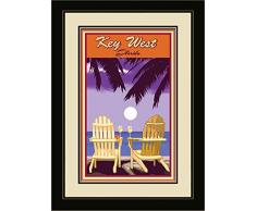 Northwest Art Mall jk-5690 mfgdm acpw Key West Florida Adirondack Stühle Palmen weiß Wein gerahmtes Wandbild Art von Künstler Joanne Kollman, 33 x 40,6 cm