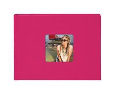 Goldbuch Fotoalbum mit Bildausschnitt, Living, 21,5x16,5 cm, 36 weiße Seiten mit Pergamin-Trennblättern, Hochwertiger Einband aus Strukturpapier in Leinenoptik, Pink, 19 897