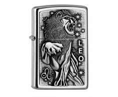 Zippo PL 207 Leo Tierkreis. V19 Feuerzeug, Messing, Design, 5,83,81,2