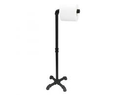 OVOV Industrie-Toilettenpapierhalter, freistehend, Metall, rustikaler Papierrollenhalter, Ständer für Badezimmer-Aufbewahrung 24.8 schwarz