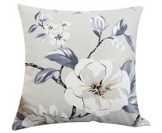 livebycare multi-size beiden Seiten Floral Kissenbezug Überwurf Leinen Baumwolle pilllowcase pillowslip Sham Reißverschluss für Schlafzimmer Sofa Couch Stuhl Rückseite Sitz 20*20NO INSERT Weiße/Blumen