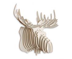 World Art TW60591 Holz 3D Puzzle Karibu 3D Puzzles aus holz an der wand zu hängen, Holz MDF, 52x61x38 Cm