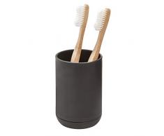 iDesign Cade Zahnbürstenhalter für das Waschbecken, kleiner Zahnbürstenständer aus Kunststoff, schwarz