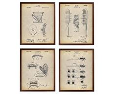 Turnip Designs TNP4 Bad-Patentposter, Kunstdrucke, Serie 4, Badezimmer-Wand-Dekoration, WC-Sitz, Haarbürste, Zahnbürste