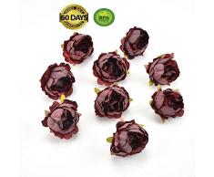 fake flowers heads Kunstblumen mit Pfingstrosenkopf, Seidenblumen, Hochzeit, Heimdekoration, DIY Kranz, Geschenkbox, Blume, 15 Stück, 5 cm rot