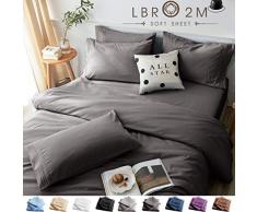 LBRO2M Bettwäsche-Set, 6-teilig, 40,6 cm Tiefe Tasche, 100% Mikrofaser, Bettwäsche, super weich, bequem, hypoallergen, atmungsaktiv, verblasst Nicht, knittert kühl, warm, 6-teilig Twin XL dunkelgrau