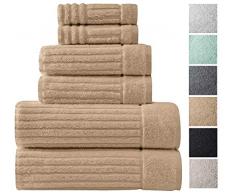 Luxus Badetuch Collection Set – Ultra saugfähig und Plüsch Handtuch komplett Set mit einzigartige Strukturprägung Design – Hergestellt aus 100% Baumwolle beige
