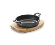 LACOR Pfanne M/Holzbehaelter Magma Durchmesser, Gusseisen, Schwarz, 12 cm