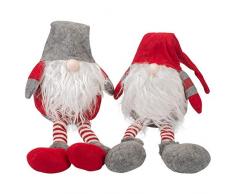 Transpac Imports, Inc. Weihnachtsmann Gartenzwerg Lagerhocker rot 25 x 8 Plüsch Weihnachten Feiertage Figuren Set 2 Stück