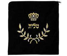 Majestic Giftware Geschenktasche Tallis Samt Stickerei Krone Design Parent 12.5 x 11.5 Schwarz/Gold/Silber